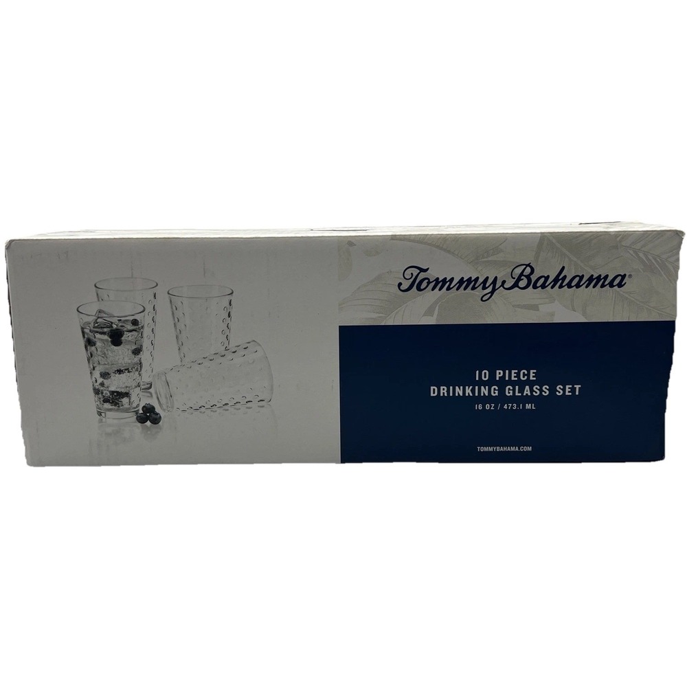 Tommy Bahama‎ 10 Piece Drinking Glass Set 16oz / 473.1ML Brand New